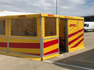 DHL branded awnings