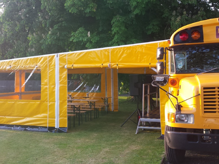 Bespoke Yellow School Bus awning