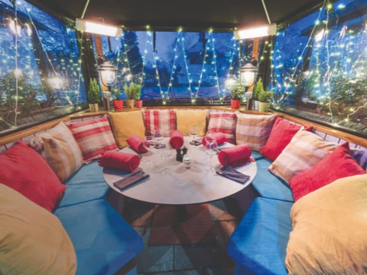 festive pop up cafe awning